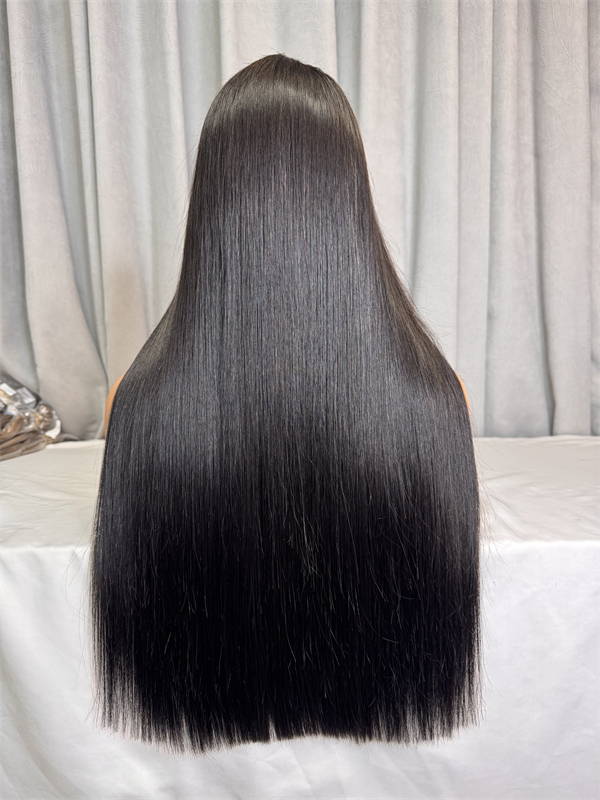 300% Density Double Drawn Bone Straight 2x6 5x5 Transparent Lace Closure Wig
